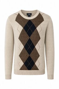 Dockers Mens XL Argyle V-Neck Sweater Cream Beige Navy Blue Pullover